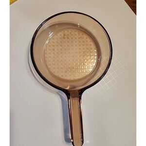 Vintage Vision Corning France Waffle Bottom Cookware Amber Glass Frying Pan